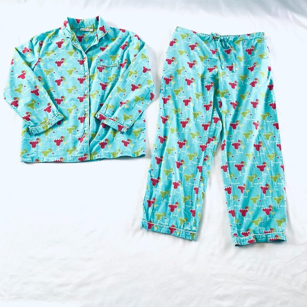 Mahogany Margarita pajama set Medium blue red cotton - Picture 4 of 16